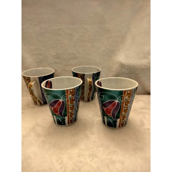 Rare Vintage Russian Art Deco Teacup Coffee Mug Set 4 Signed - Picture 3 of 9